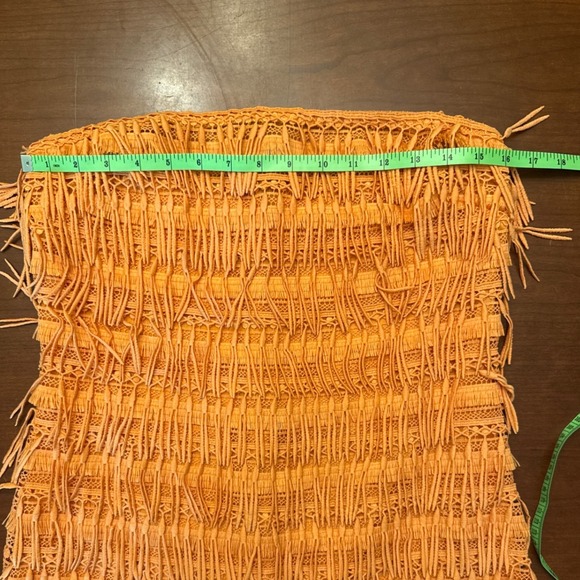 Anthropologie Strapless Fringe Dress in Orange - Picture 12 of 13